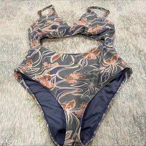 O'Neill Blue and Pink Floral One Piece Swimsuit